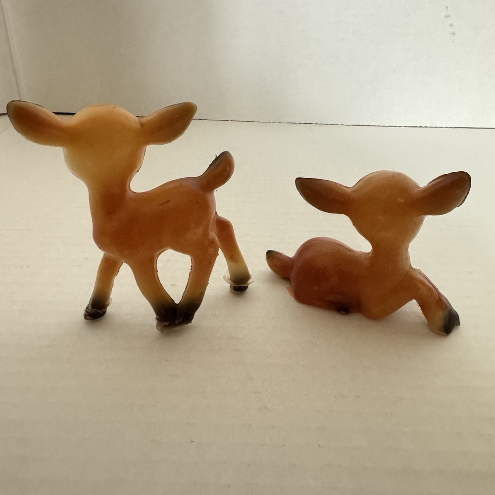 Vintage Hard Plastic Deer Bambi Laying Standing Blow Mold Figure - Picture 4 of 9